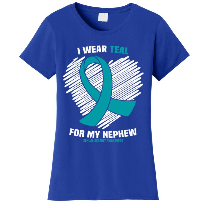 I Wear Teal For My Nephew Sexual Assault Awareness Cute Gift Women's T-Shirt