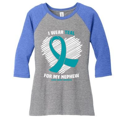 I Wear Teal For My Nephew Sexual Assault Awareness Cute Gift Women's Tri-Blend 3/4-Sleeve Raglan Shirt