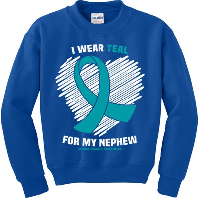 I Wear Teal For My Nephew Sexual Assault Awareness Cute Gift Kids Sweatshirt