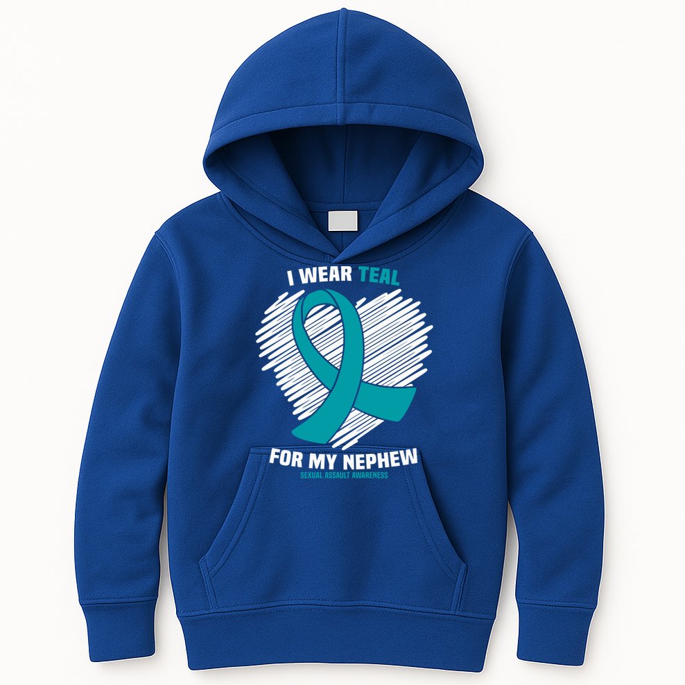 I Wear Teal For My Nephew Sexual Assault Awareness Cute Gift Kids Hoodie
