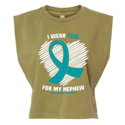 I Wear Teal For My Nephew Sexual Assault Awareness Cute Gift Garment-Dyed Women's Muscle Tee