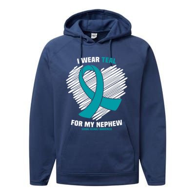 I Wear Teal For My Nephew Sexual Assault Awareness Cute Gift Performance Fleece Hoodie