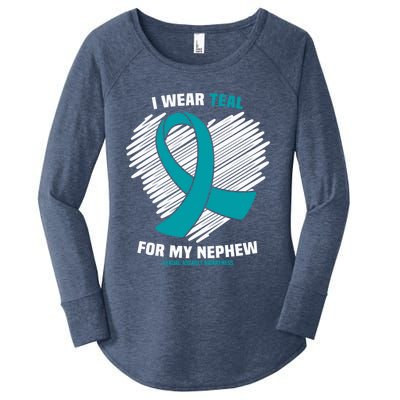 I Wear Teal For My Nephew Sexual Assault Awareness Cute Gift Women's Perfect Tri Tunic Long Sleeve Shirt