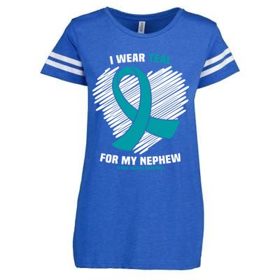 I Wear Teal For My Nephew Sexual Assault Awareness Cute Gift Enza Ladies Jersey Football T-Shirt