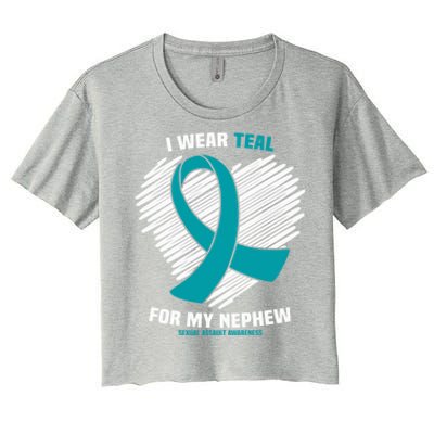 I Wear Teal For My Nephew Sexual Assault Awareness Cute Gift Women's Crop Top Tee