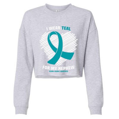 I Wear Teal For My Nephew Sexual Assault Awareness Cute Gift Cropped Pullover Crew