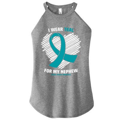 I Wear Teal For My Nephew Sexual Assault Awareness Cute Gift Women's Perfect Tri Rocker Tank