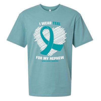 I Wear Teal For My Nephew Sexual Assault Awareness Cute Gift Sueded Cloud Jersey T-Shirt