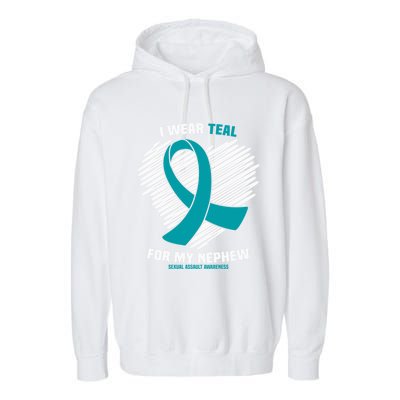 I Wear Teal For My Nephew Sexual Assault Awareness Cute Gift Garment-Dyed Fleece Hoodie