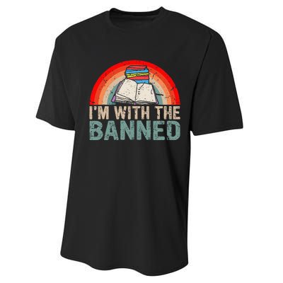 Im With The Banned Read Banned Books Lover Bookworm Performance Sprint T-Shirt