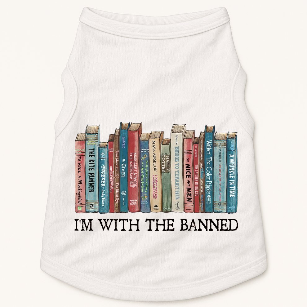 I'm With The Banned Book Doggie Tank