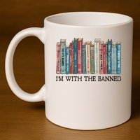 I'm With The Banned Book 11oz C Handle Ceramic Mug