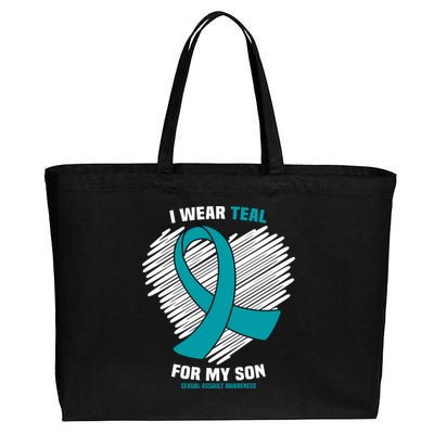 I Wear Teal For My Son Sexual Assault Awareness Meaningful Gift Cotton Canvas Jumbo Tote