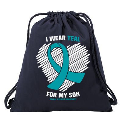 I Wear Teal For My Son Sexual Assault Awareness Meaningful Gift Drawstring Bag