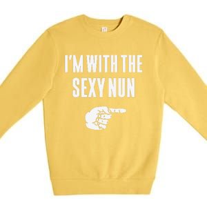 Im With The Sexy Nun Funny Halloween Couple Costume Gift Premium Crewneck Sweatshirt