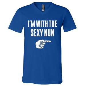 Im With The Sexy Nun Funny Halloween Couple Costume Gift V-Neck T-Shirt