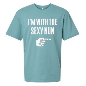 Im With The Sexy Nun Funny Halloween Couple Costume Gift Sueded Cloud Jersey T-Shirt