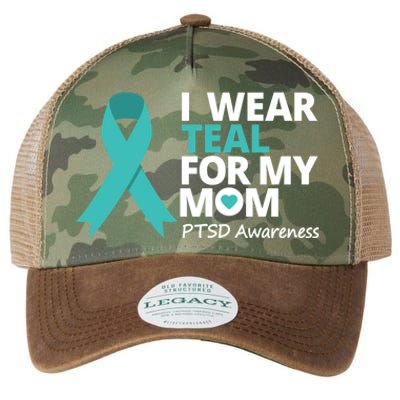 I Wear Teal For My Mom Ptsd Awareness Teal Ribbon Warrior Gift Legacy Tie Dye Trucker Hat