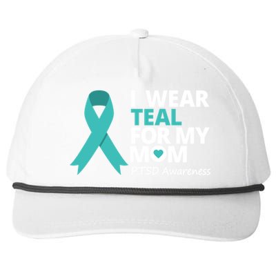 I Wear Teal For My Mom Ptsd Awareness Teal Ribbon Warrior Gift Snapback Five-Panel Rope Hat