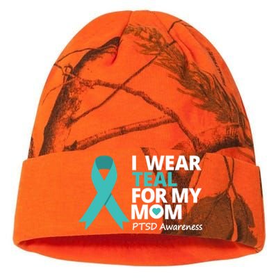 I Wear Teal For My Mom Ptsd Awareness Teal Ribbon Warrior Gift Kati Licensed 12" Camo Beanie