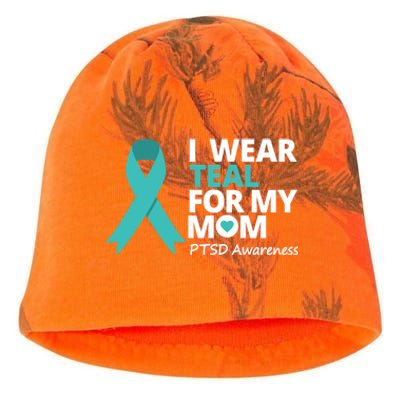 I Wear Teal For My Mom Ptsd Awareness Teal Ribbon Warrior Gift Kati - Camo Knit Beanie