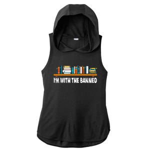 Im With The Banned Librarian Books Bookworm Ladies PosiCharge Tri-Blend Wicking Draft Hoodie Tank