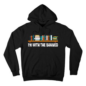 Im With The Banned Librarian Books Bookworm Hoodie