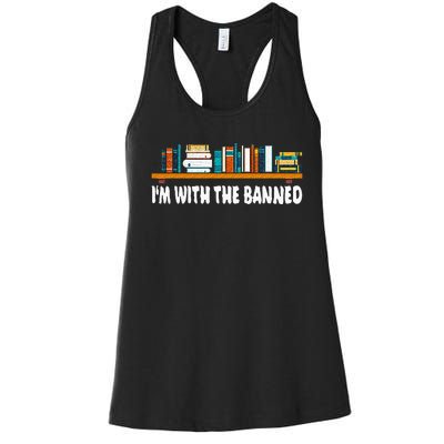 Im With The Banned Librarian Books Bookworm Women's Racerback Tank