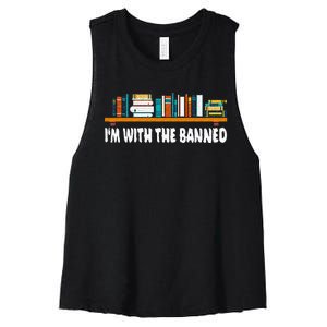 Im With The Banned Librarian Books Bookworm Women's Racerback Cropped Tank