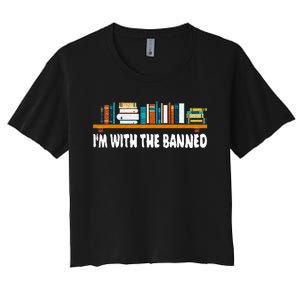 Im With The Banned Librarian Books Bookworm Women's Crop Top Tee