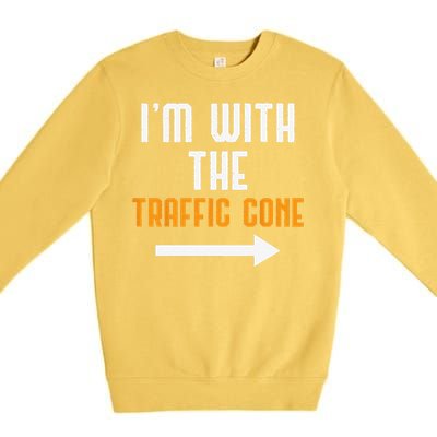 Im With The Traffic Cone Costume Funny Halloween Couple Premium Crewneck Sweatshirt