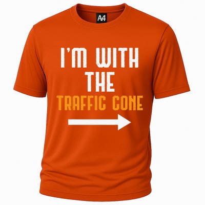 Im With The Traffic Cone Costume Funny Halloween Couple Cooling Performance Crew T-Shirt