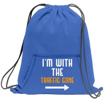 Im With The Traffic Cone Costume Funny Halloween Couple Sweatshirt Cinch Pack Bag