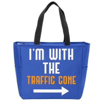 Im With The Traffic Cone Costume Funny Halloween Couple Zip Tote Bag