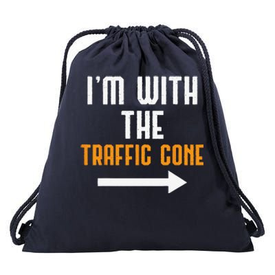 Im With The Traffic Cone Costume Funny Halloween Couple Drawstring Bag