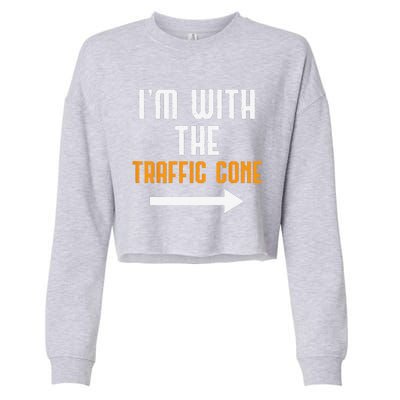 Im With The Traffic Cone Costume Funny Halloween Couple Cropped Pullover Crew