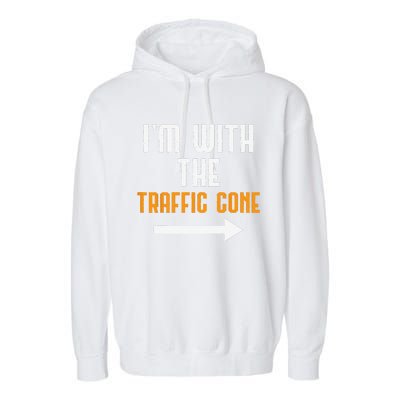 Im With The Traffic Cone Costume Funny Halloween Couple Garment-Dyed Fleece Hoodie