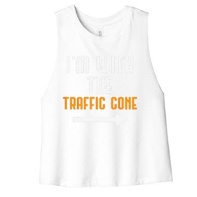 Im With The Traffic Cone Costume Funny Halloween Couple Women's Racerback Cropped Tank