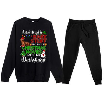 I Want To Bake Stuff And Watch Christmas Movies Dachshund Gift Premium Crewneck Sweatsuit Set