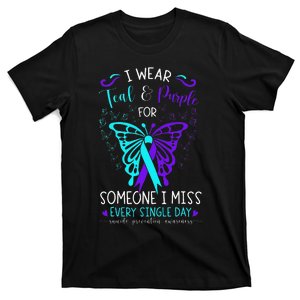 I Wear Teal And Purple Suicide Awareness Butterfly Support T-Shirt