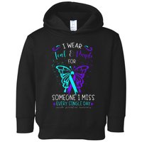 I Wear Teal And Purple Suicide Awareness Butterfly Support Toddler Hoodie