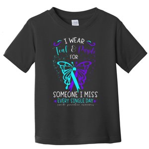 I Wear Teal And Purple Suicide Awareness Butterfly Support Toddler T-Shirt