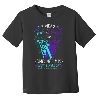 I Wear Teal And Purple Suicide Awareness Butterfly Support Toddler T-Shirt