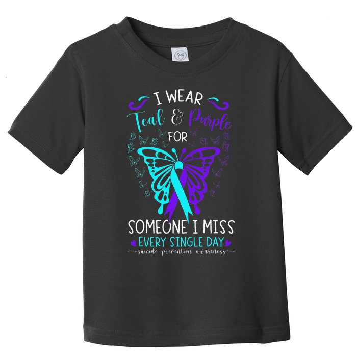 I Wear Teal And Purple Suicide Awareness Butterfly Support Toddler T-Shirt