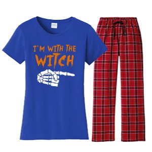 Im With The Witch Funny Matching Halloween Couples Costume Gift Women's Flannel Pajama Set