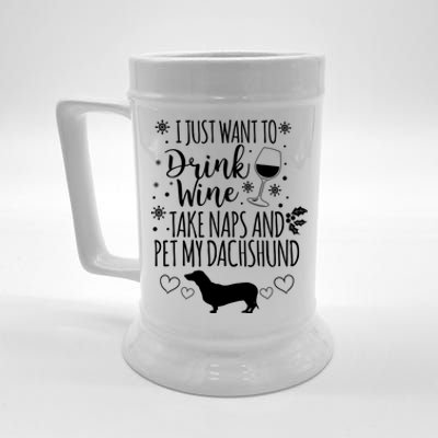 I Want To Wine Take Naps And Pet My Dachshund Christmas Gift Beer Stein