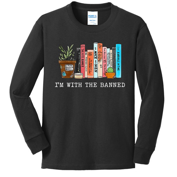 Im With The Banned Books I Read Banned Books Lovers Kids Long Sleeve Shirt