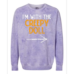 IM With The Creepy Doll Costume Halloween Couple Matching Colorblast Crewneck Sweatshirt