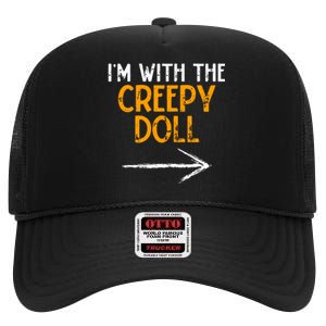 IM With The Creepy Doll Costume Halloween Couple Matching High Crown Mesh Back Trucker Hat