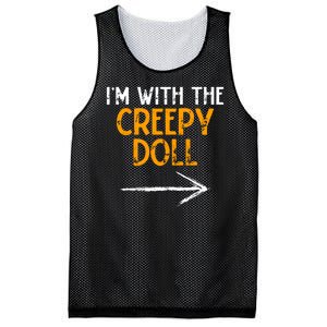 IM With The Creepy Doll Costume Halloween Couple Matching Mesh Reversible Basketball Jersey Tank